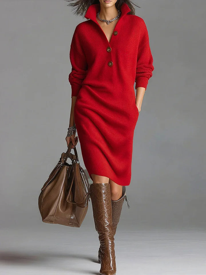 LORENA | KNIT DRESS WITH COLLAR AND BUTTONS