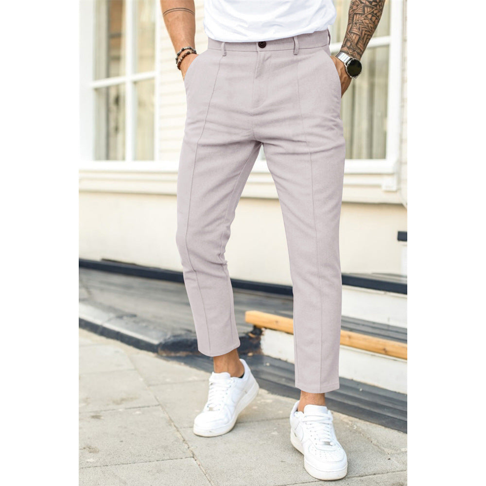 Caleb – Pantalon Ajusté Poches Avant avec Fermeture à Boutons