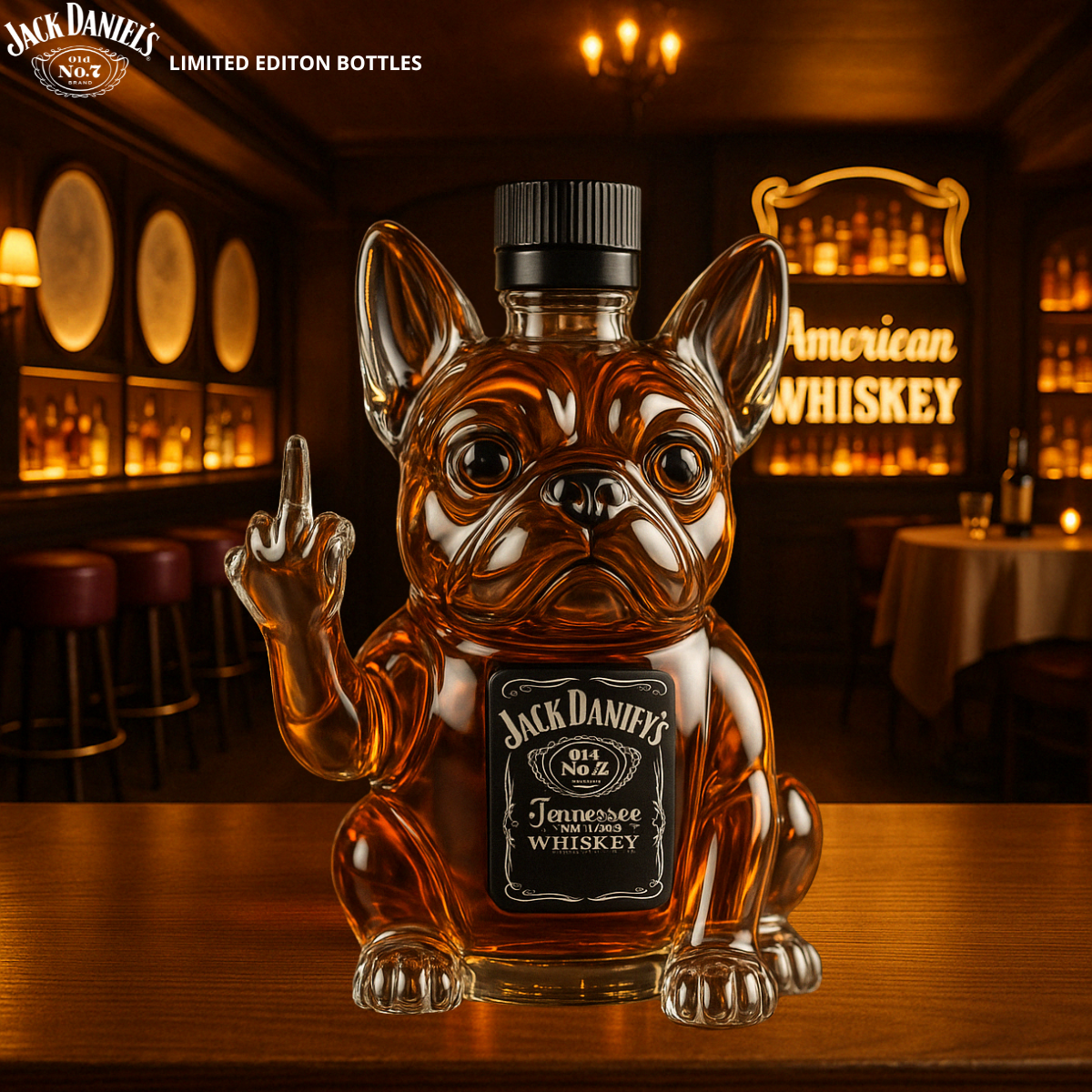 Komická láhev whisky ve tvaru psa