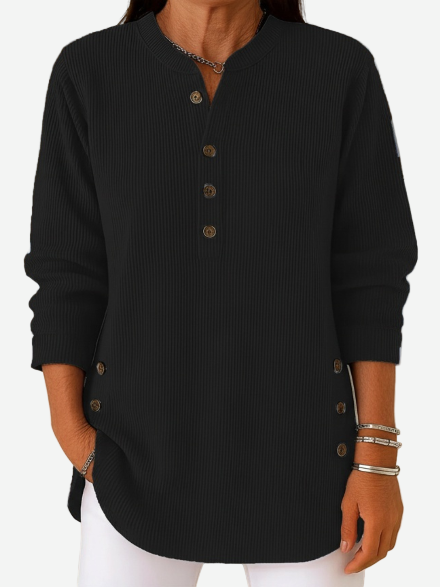 Long Sleeve Solid Knit Sweater Black