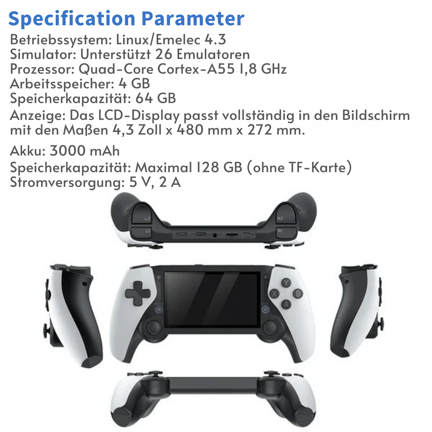 GameGlück™ / Handheld-Retrokonsole mit HDMI für sofortigen Spielspaß am TV