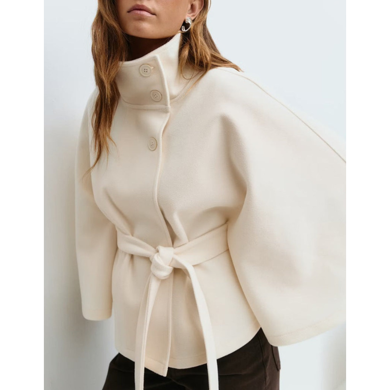 Modieuze Wollen Jas Dames – Elegant met Staande Kraag