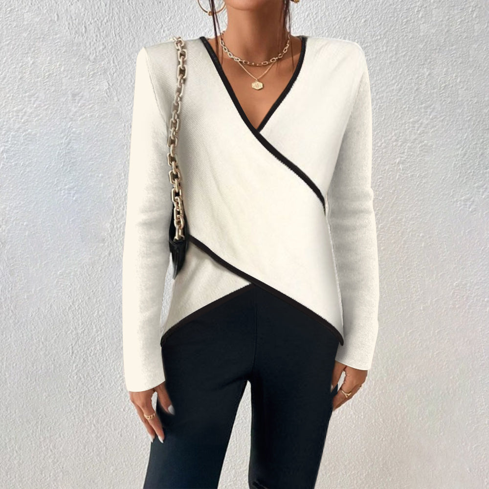 Avencea - Elegant V-Neck Wrap Sweater