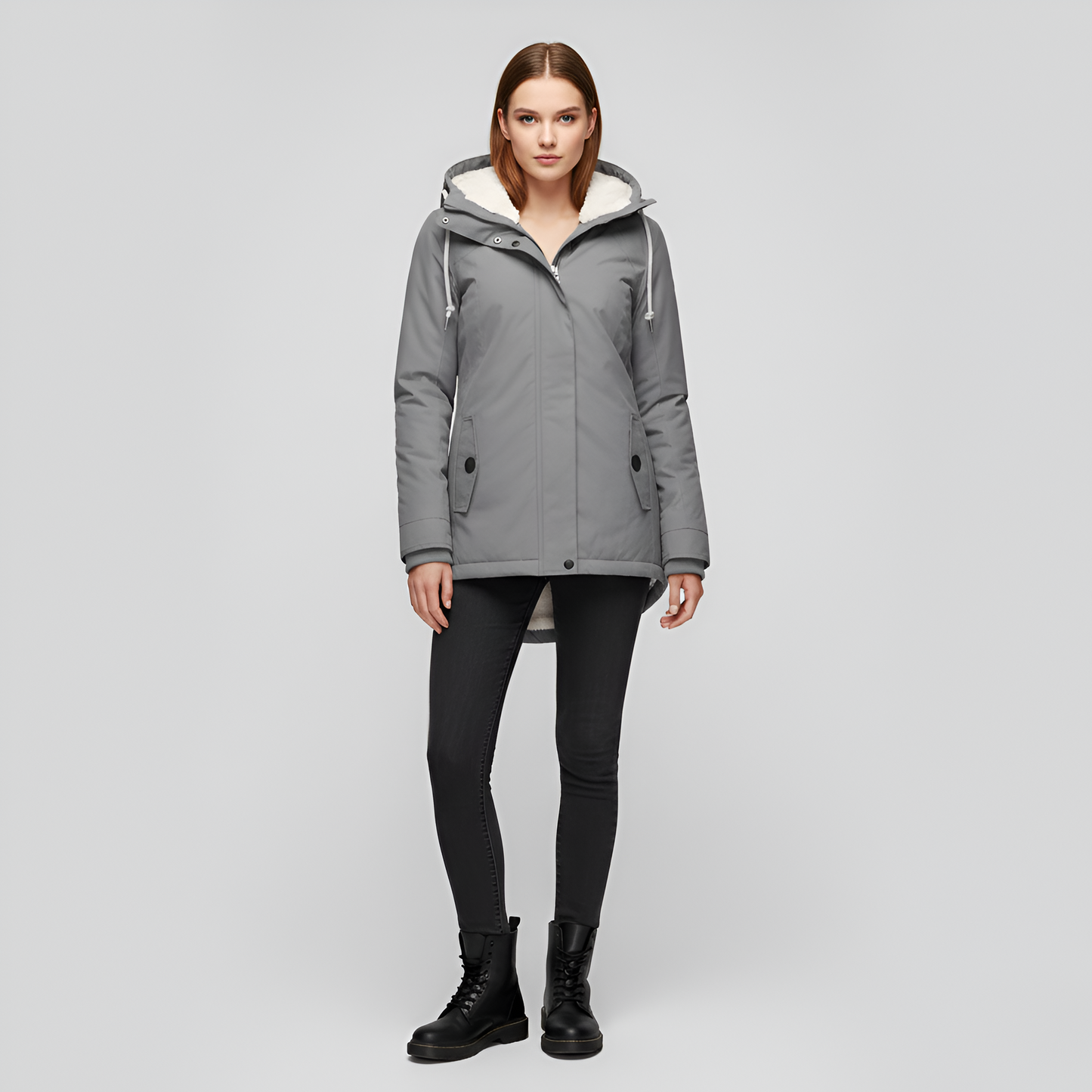 Valerios Fashion giacca invernale donna con cappuccio foderata in pile termo-caldo
