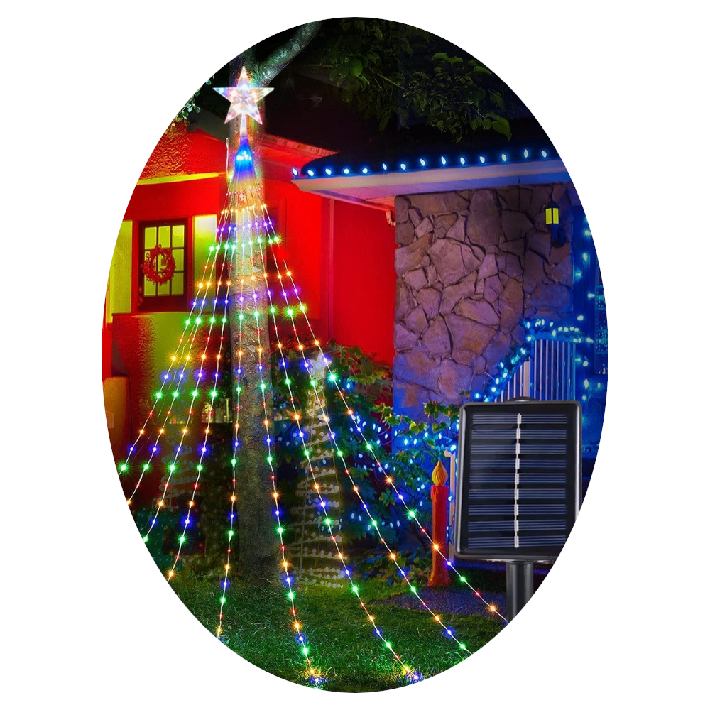 Pentagram Waterproof String Light Solar Christmas Decorations 3M 2M Led Waterfall Tree Fairy Lamp