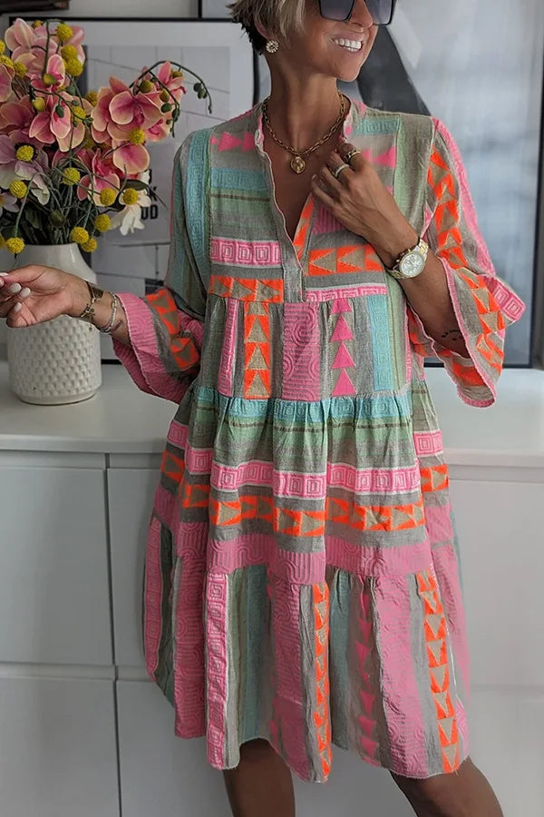 Juliane | Vestido Boho de Swing con Detalles de Volantes