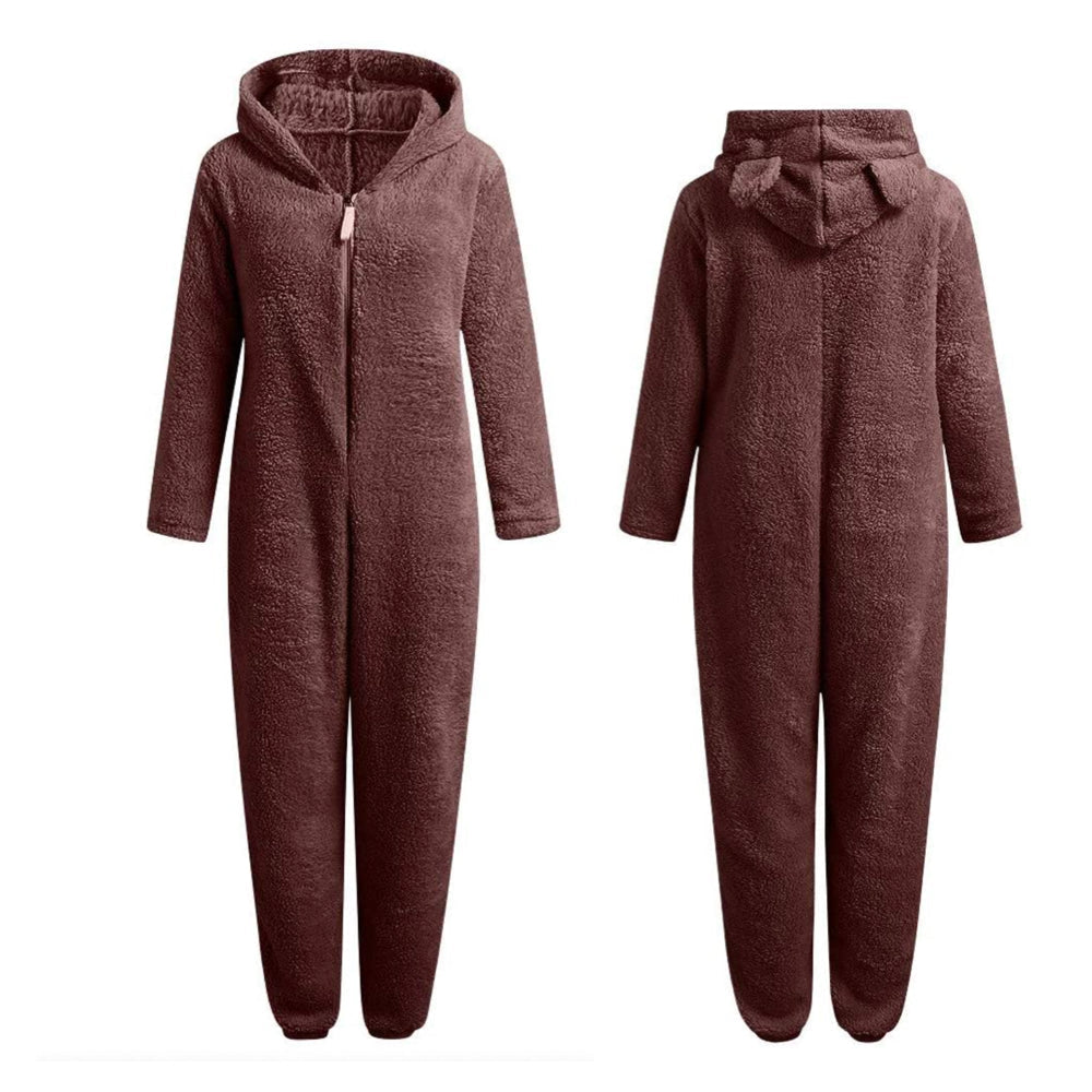 Strick-Strampler | Mit Kapuze | Mit Reißverschluss | Strampler für Erwachsene | Loungewear-Leyna Moda