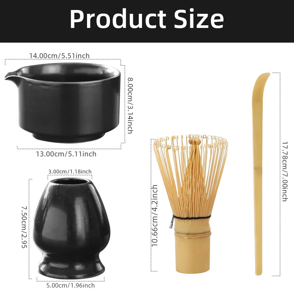MatchaZen Tee-Set – 4-teiliges Bambus-Set für traditionelle Matcha-Zubereitung