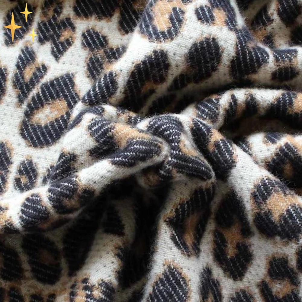 XL Dames Wintersjaal van Wol met Luipaardprint