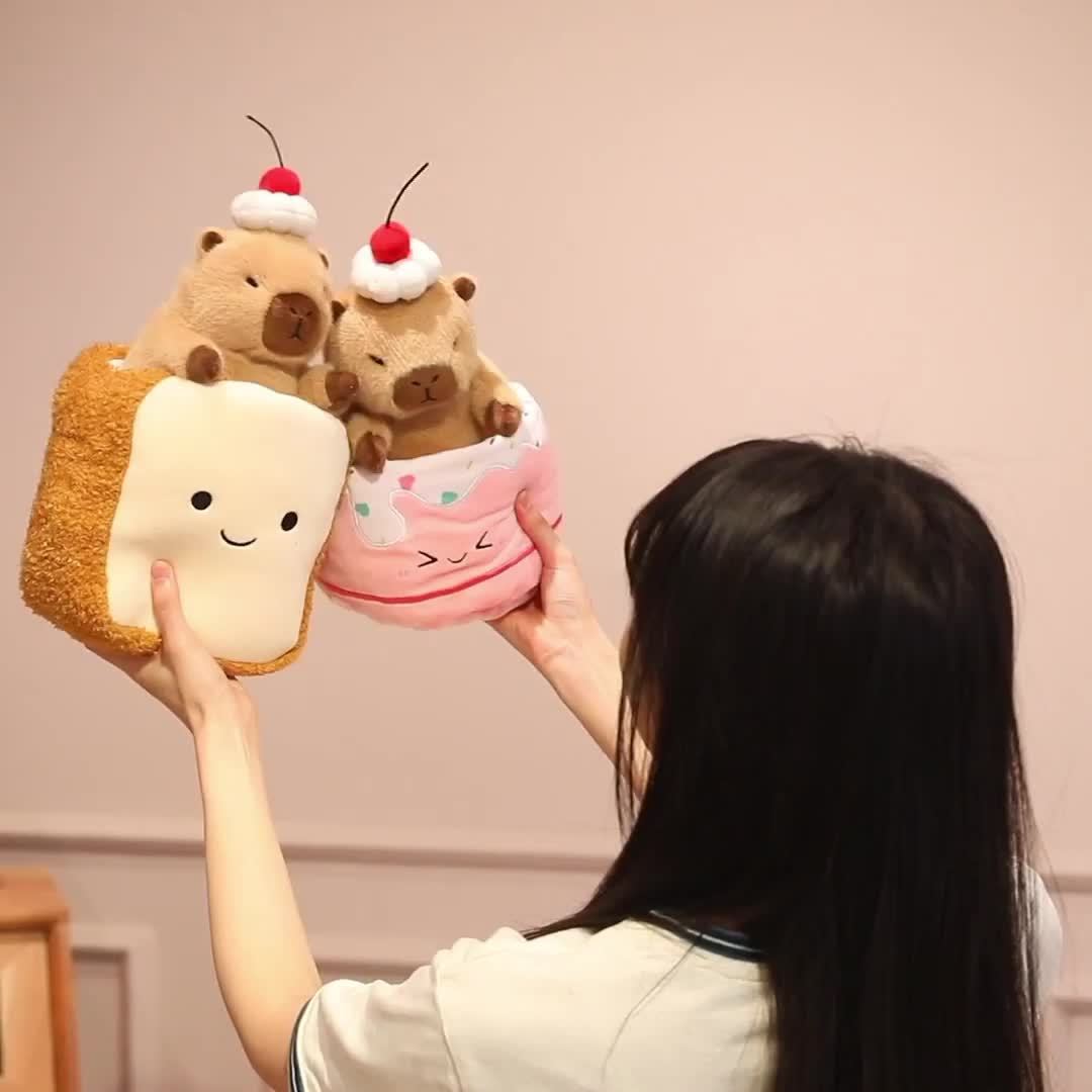 CuteCapybara – Schattige Pluche Knuffel 2-in-1 Croissant & Ananasbrood