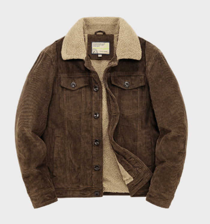 Veste Trucker Premium Homme en Velours Côtelé – Doublure Sherpa Chaude