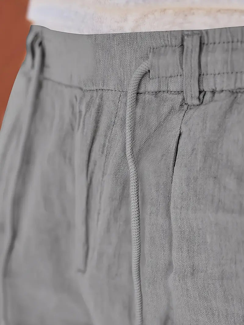 Manzo | Luftige Leinenhose mit Bindegürtel