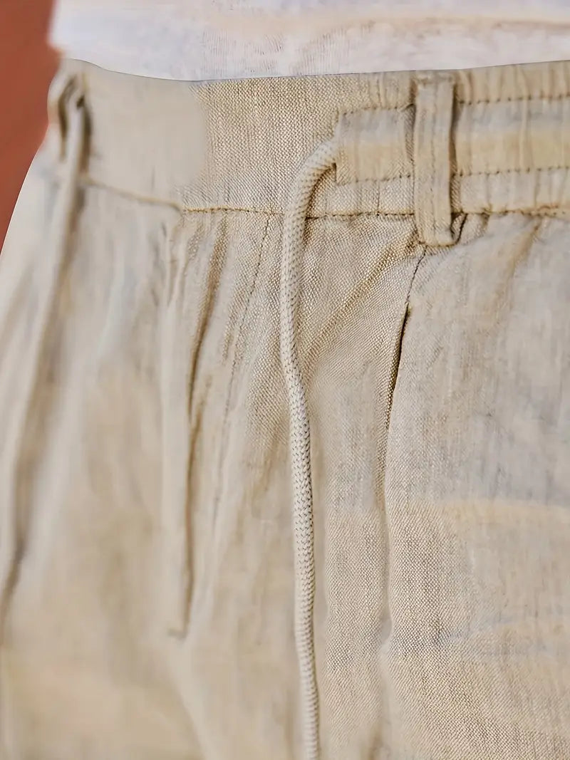 Manzo | Luftige Leinenhose mit Bindegürtel