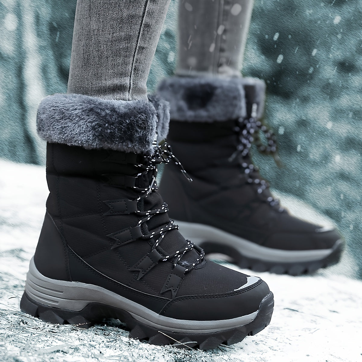 Dames Warme Winterlaarzen – Bruin Leer, Waterdicht en Isolerend voor Koude Dagen