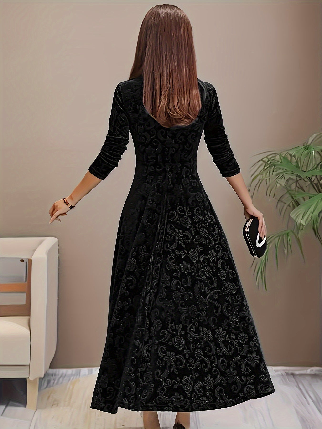 Bethany – Robe midi élégante à motif floral raffiné femme