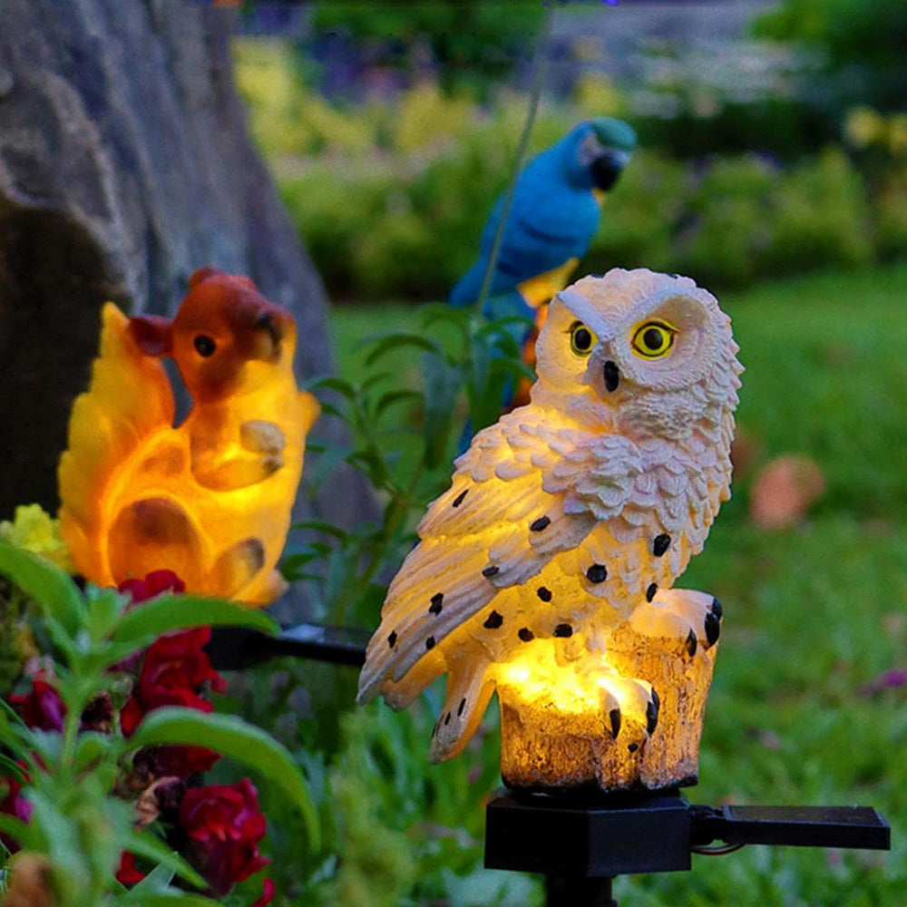 Illuminated Owl Lamp, Solar-Powered (2-Pack)