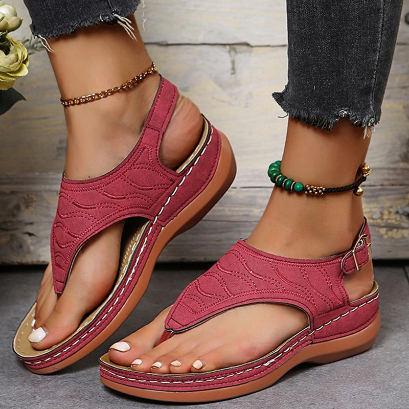 Orthopedic Sandals Women Leather Adjustable Support