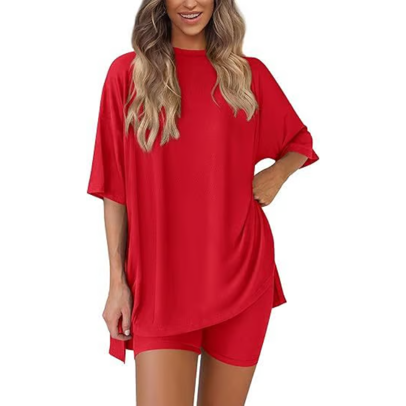 SummerEase – 2-delige Dames Set – Luchtige T-shirt & Stretch Shorts