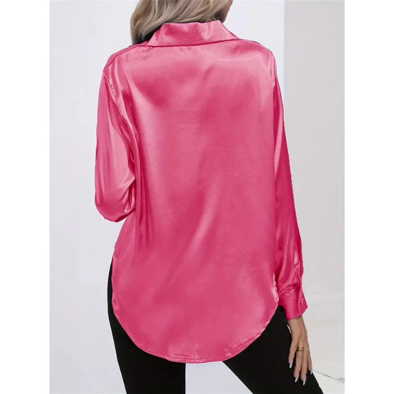 Satijnen Damesblouse met Knopen – Elegant & Tijdloos