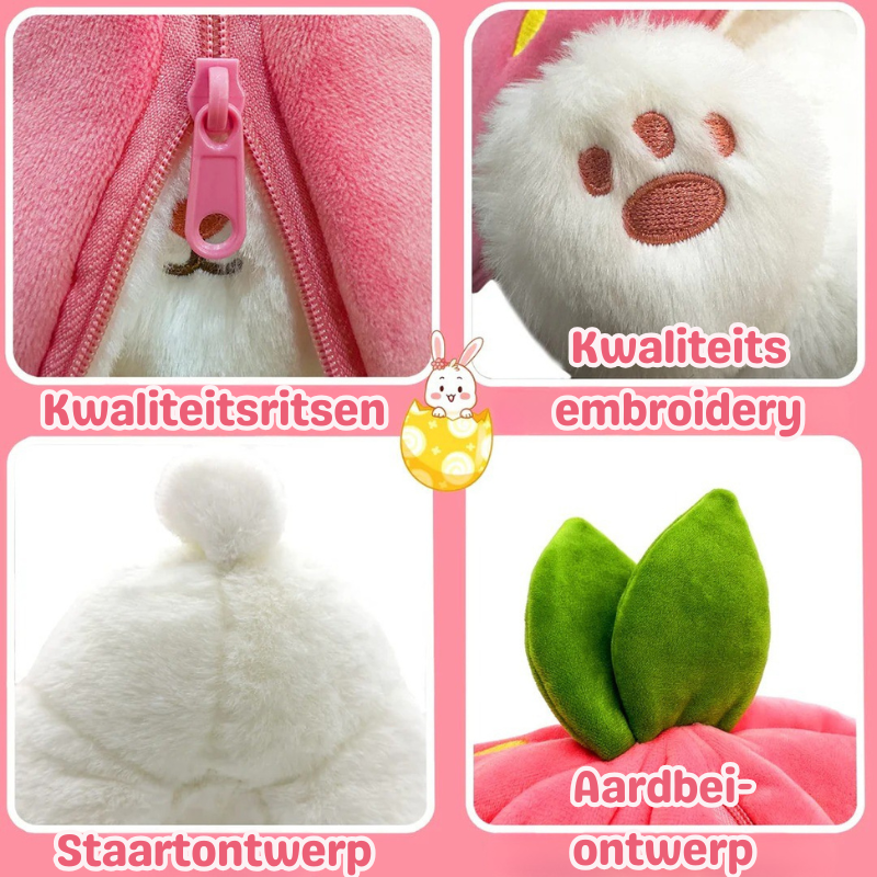 StrawberryBunny – Aardbei & Wortel Veranderbare Plysch Kanin