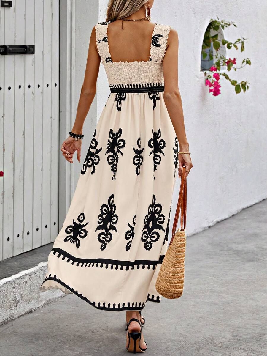 Women Sleeveless Beach Dress Printed Lightweight