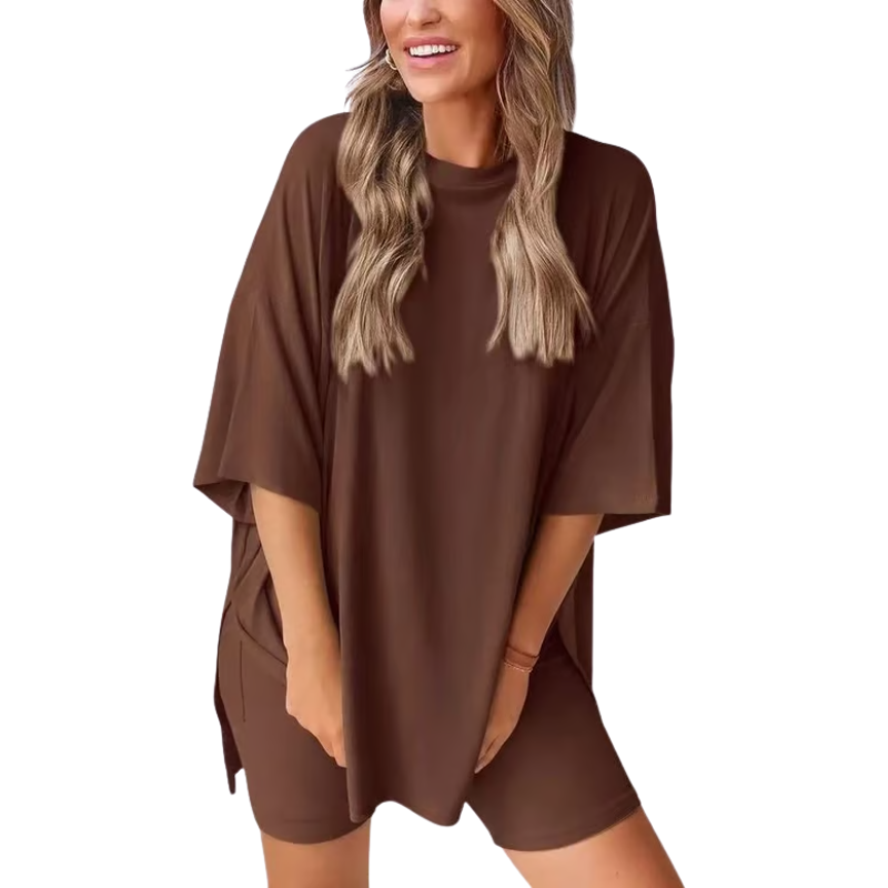 SummerEase – 2-delige Dames Set – Luchtige T-shirt & Stretch Shorts