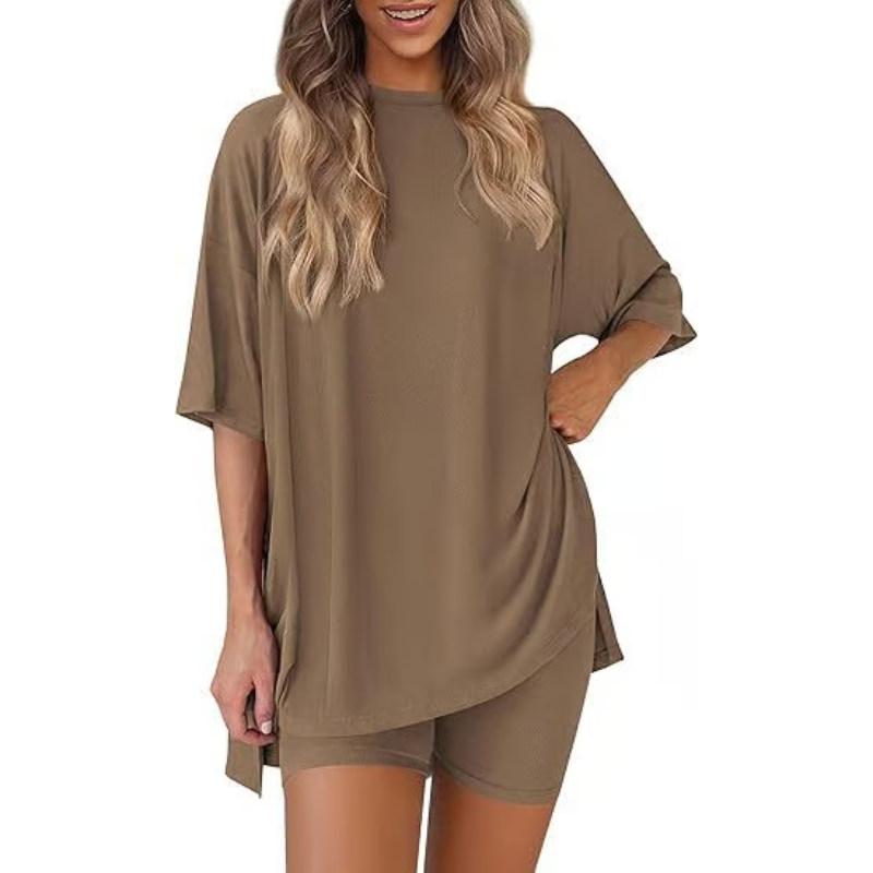 SummerEase – 2-delige Dames Set – Luchtige T-shirt & Stretch Shorts