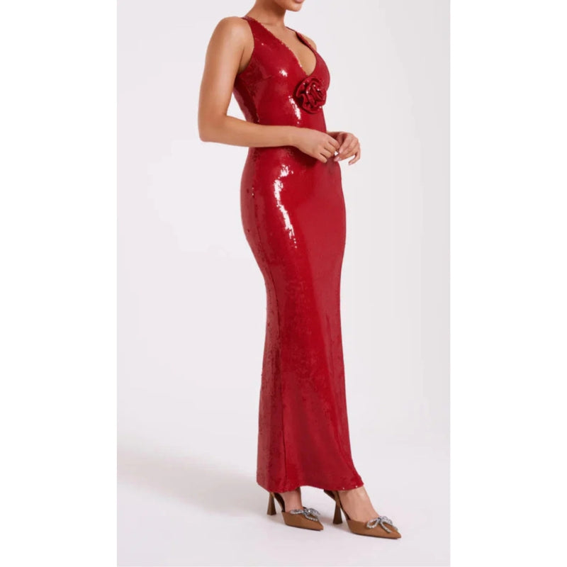 Aria – Robe longue élégante avec décolleté en V profond et dos croisé