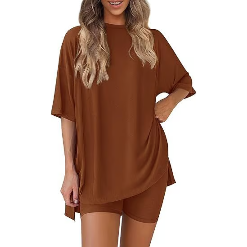 SummerEase – 2-delige Dames Set – Luchtige T-shirt & Stretch Shorts