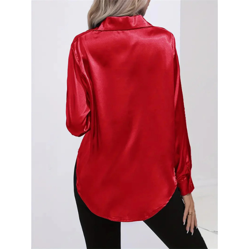 Satijnen Damesblouse met Knopen – Elegant & Tijdloos