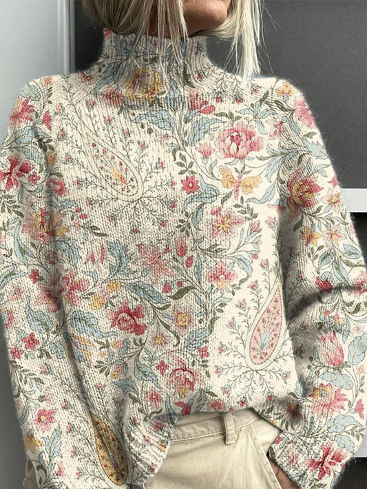 Csenge | Vintage paisley virágos kötött garbó