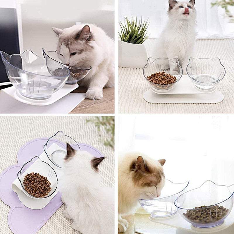 Pet Bowls Feeders Tilted Elevated Cat For Food Water