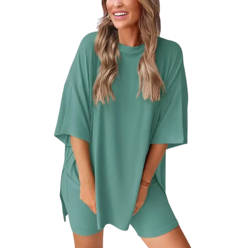 SummerEase – 2-delige Dames Set – Luchtige T-shirt & Stretch Shorts