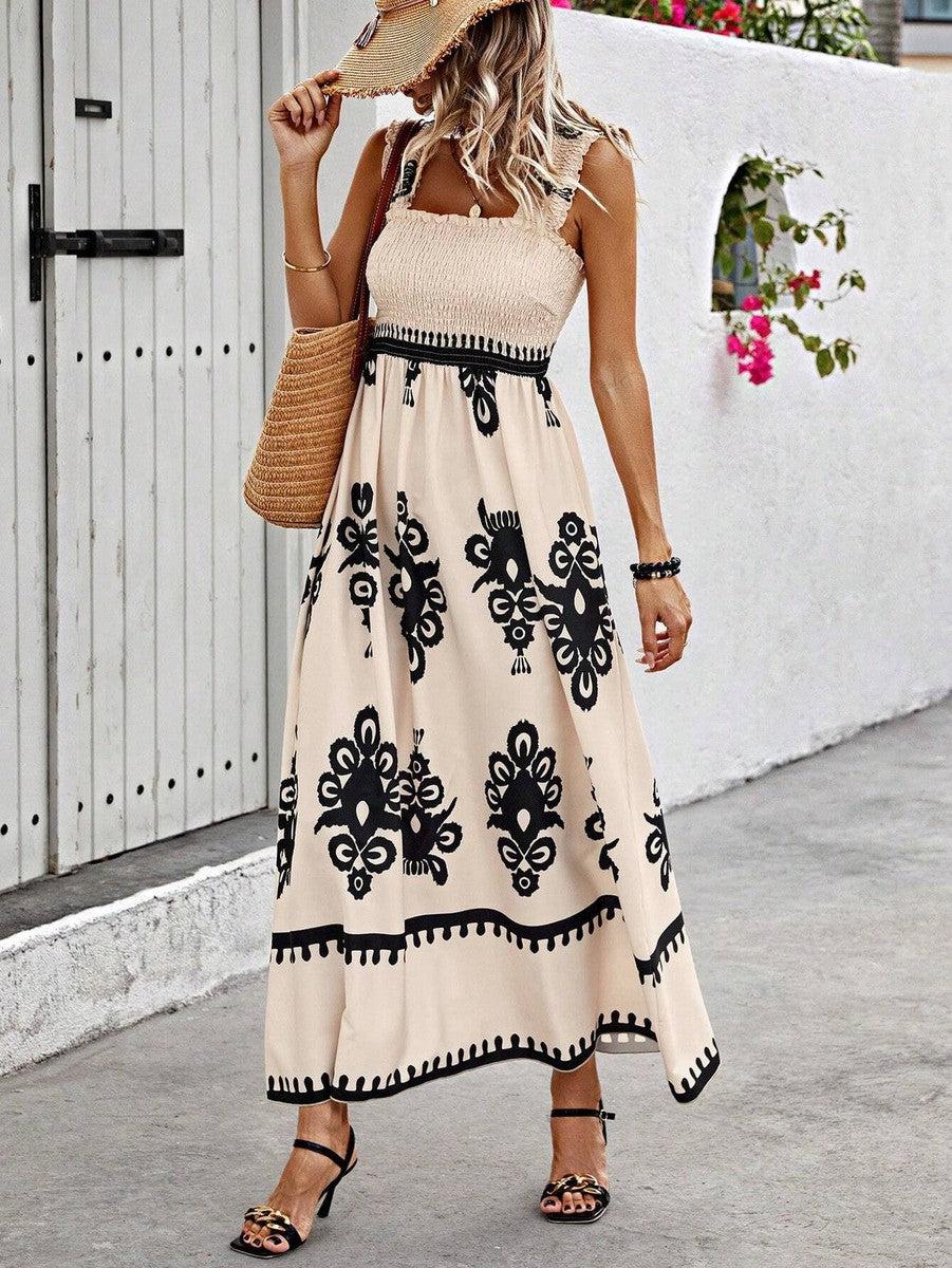 Women Sleeveless Beach Dress Printed Lightweight