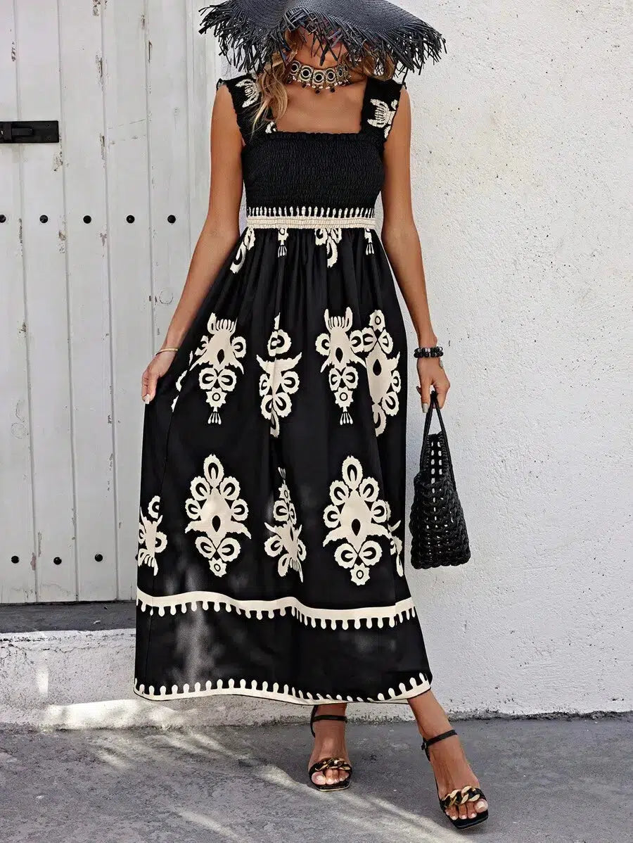 Women Sleeveless Beach Dress Printed Lightweight
