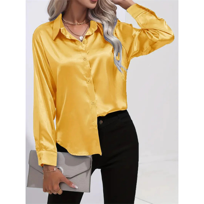 Satijnen Damesblouse met Knopen – Elegant & Tijdloos