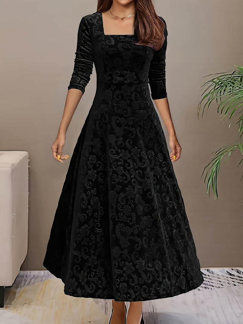 Otsuru - Elegantes SamtKleid Mit Langen Ärmeln