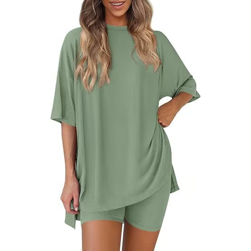 SummerEase – 2-delige Dames Set – Luchtige T-shirt & Stretch Shorts
