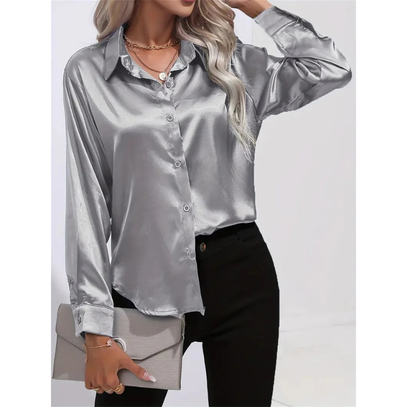 Satijnen Damesblouse met Knopen – Elegant & Tijdloos