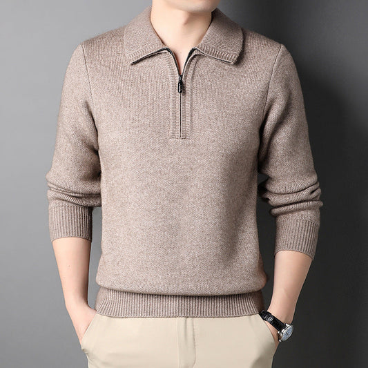 Heren Gebreide Pullover met Ritskraag