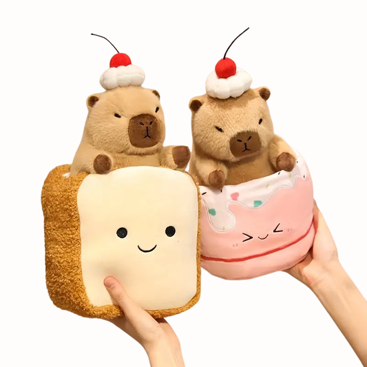 CuteCapybara – Schattige Pluche Knuffel 2-in-1 Croissant & Ananasbrood
