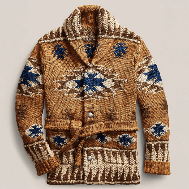 Arman Cardigan Homme – Gilet Jacquard en Maille Douce & Style Classique de l’Ouest Américain
