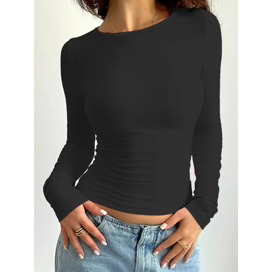 Slim Fit Longsleeve Top met Ronde Hals