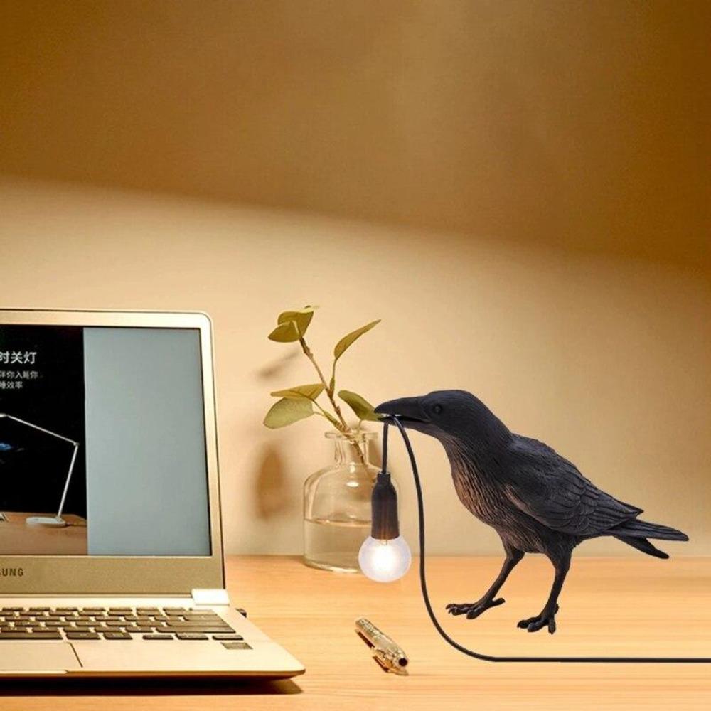RoyaleGlow Nordic Crow Bird Lamp – Unique Wall & Table LED Light for Stylish Decor