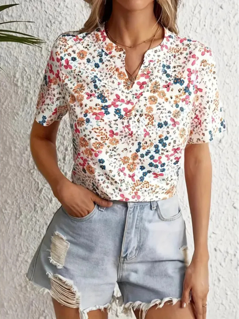 Mia I Flower Button-Up Blouse