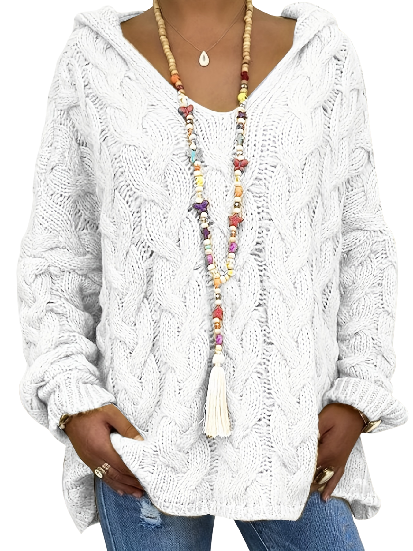 Oralivanne - Pull Élégant Texturé à Encolure V