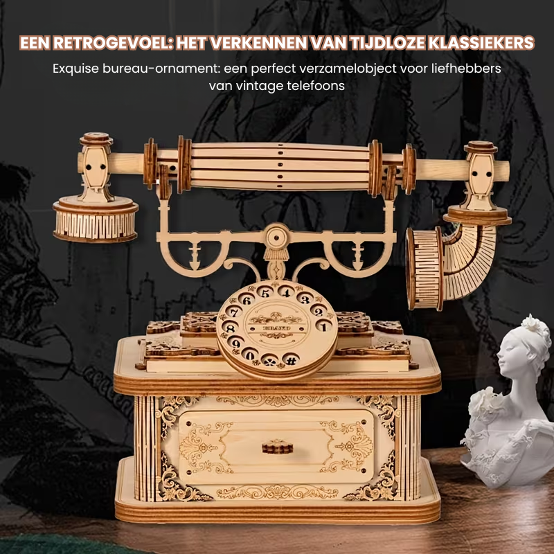 EuroDial – Vintage Europese 3D Houten Telefoon Puzzel