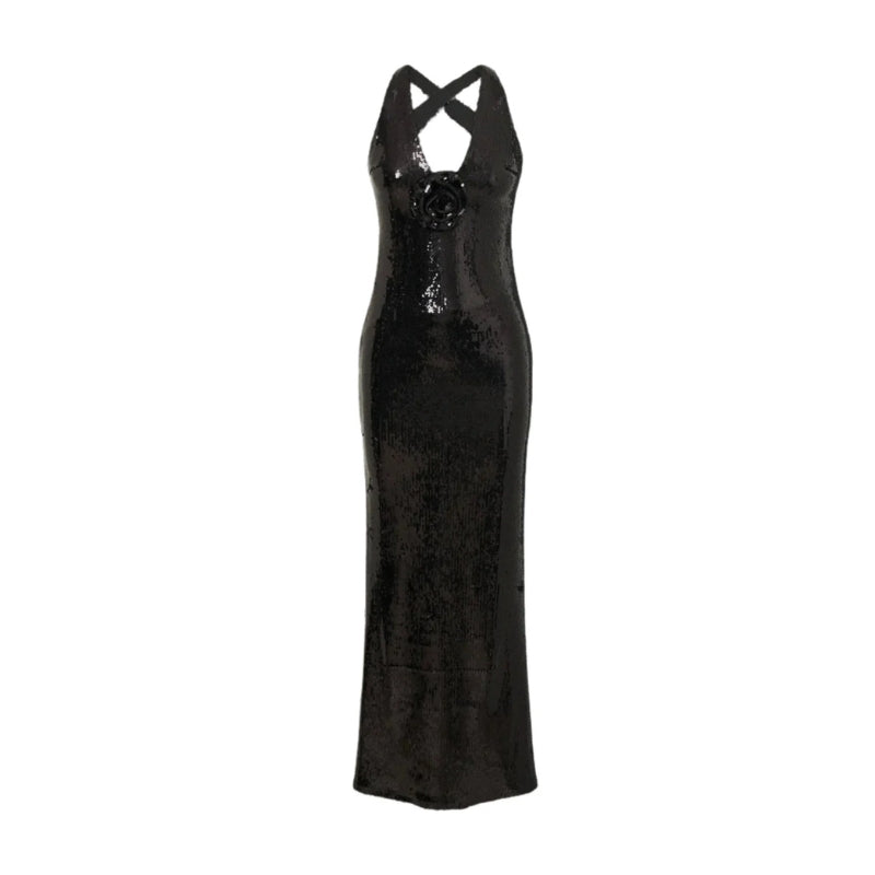 Aria – Robe longue élégante avec décolleté en V profond et dos croisé