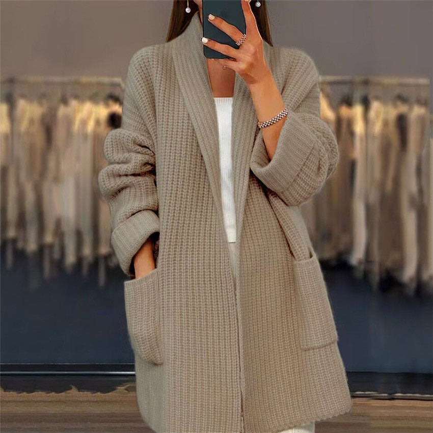 Women’s Stylish Ribbed Wool Cardigan – Open-Front Knitwear