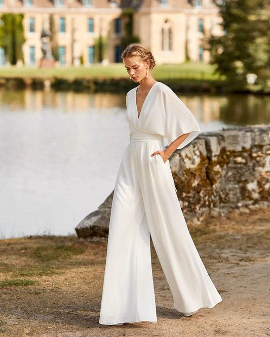 Dames Jumpsuit met Wijde Pijpen – Feest, Avondkleding, Bruiloft Gast